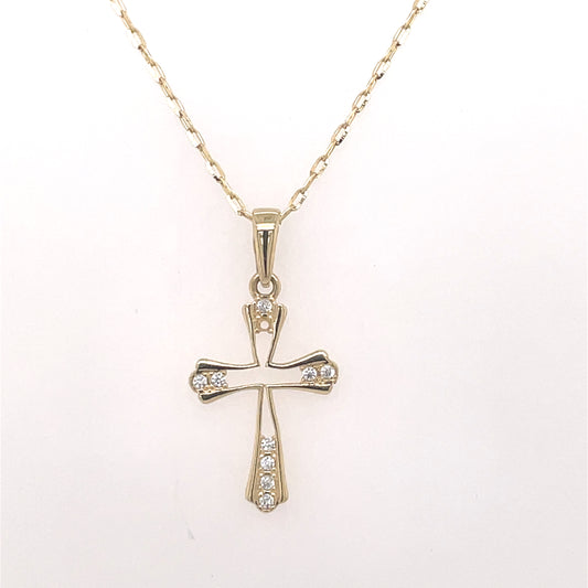 9ct Yellow Gold CZ Open Cross GPZ417