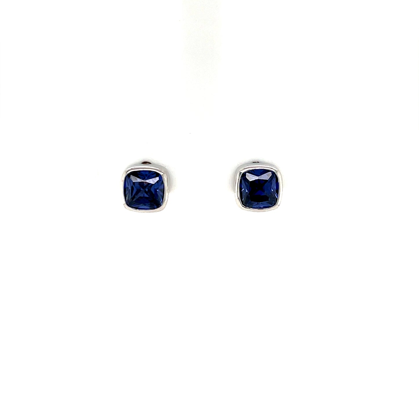 Sterling Silver Tanzanite CZ Rubover Stud Earrings SE711/TZ