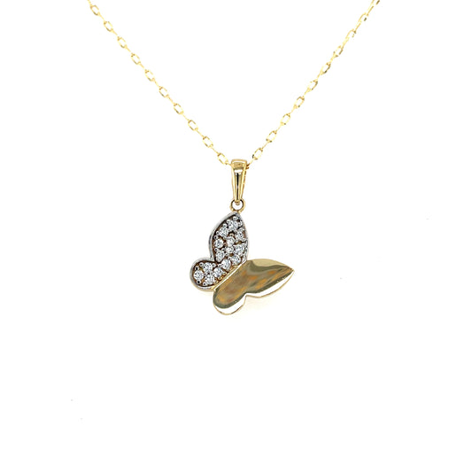 9ct Gold CZ Butterfly Pendant GPZ445