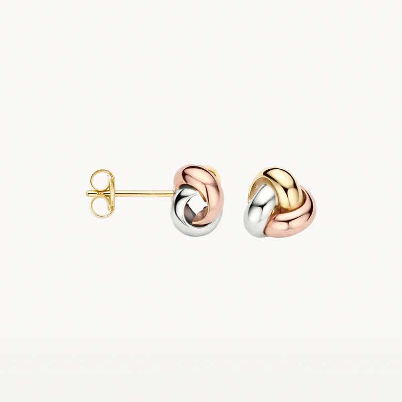 Blush Ear studs 7145WYR - 14k White, Yellow, Rose gold Knot Studs