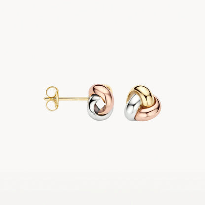 Blush Ear studs 7145WYR - 14k White, Yellow, Rose gold Knot Studs