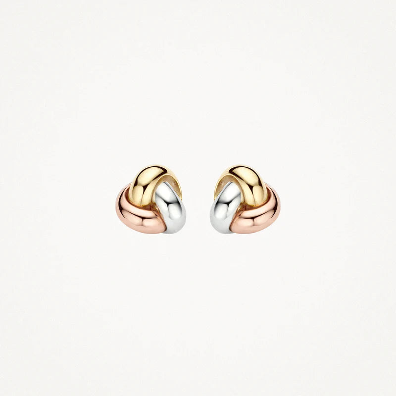 Blush Ear studs 7145WYR - 14k White, Yellow, Rose gold Knot Studs