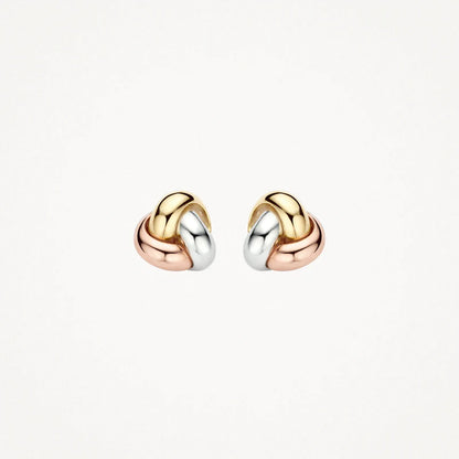 Blush Ear studs 7145WYR - 14k White, Yellow, Rose gold Knot Studs