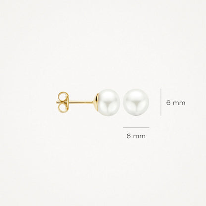 Blush Earrings 7150YPW - 14k Yellow gold with 6mm freshwater pearl