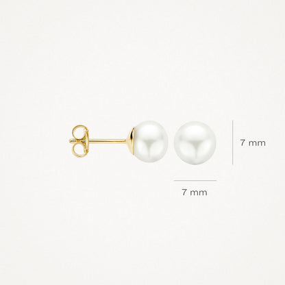 Blush Earrings 7151YPW - 14k Yellow gold with 7mm freshwater pearl