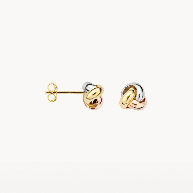 Blush Ear studs 7157WYR - 14k White, Yellow, Rose gold Knot Studs