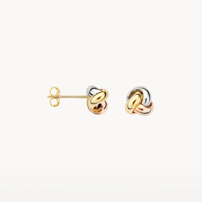 Blush Ear studs 7157WYR - 14k White, Yellow, Rose gold Knot Studs