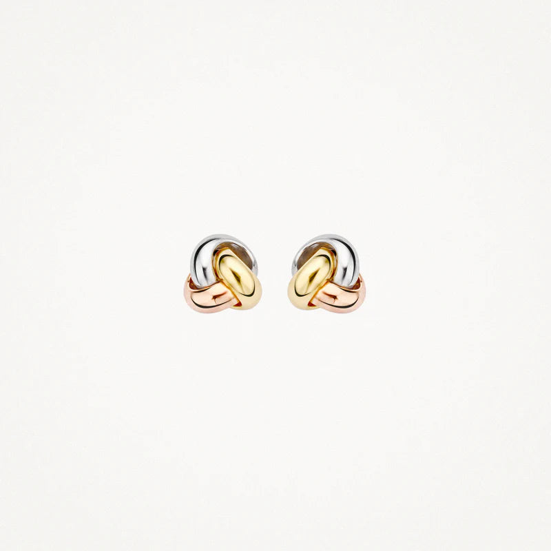 Blush Ear studs 7157WYR - 14k White, Yellow, Rose gold Knot Studs