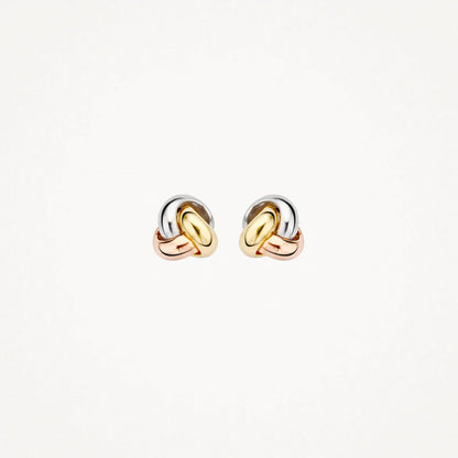 Blush Ear studs 7157WYR - 14k White, Yellow, Rose gold Knot Studs