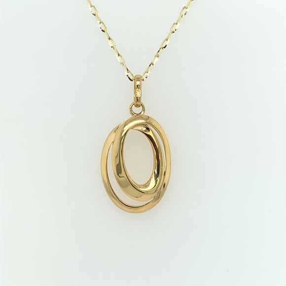 9ct Gold Double Oval Pendant GP728