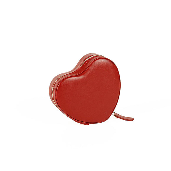 Red man-made leatherette heart jewellery box 718000