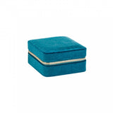 Square duck blue jewellery box in man-made velvet