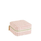 Square jewellery box with man-made pink tweed finish 718016