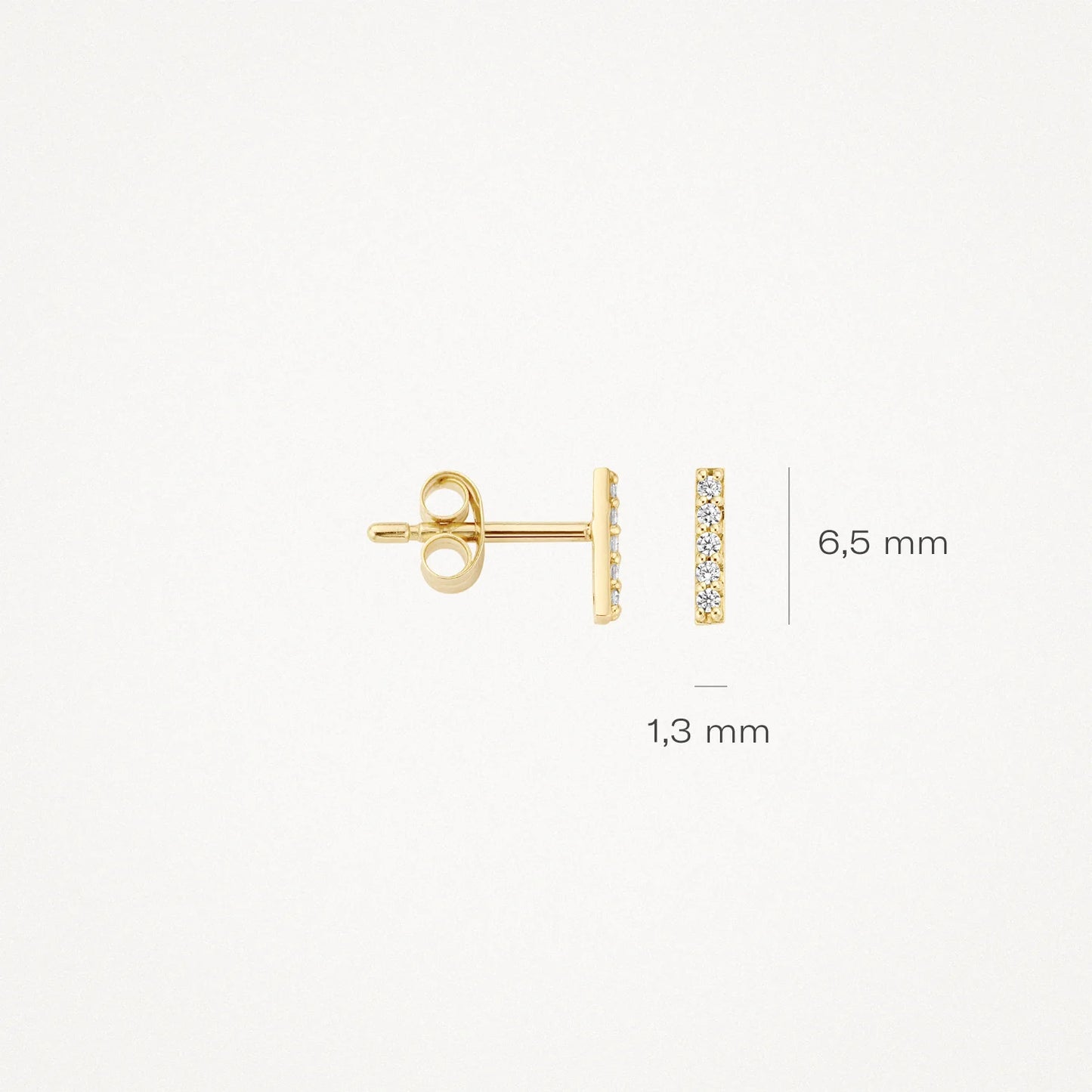 Blush Ear studs 7196YZI - 14k Yellow gold Bars with zirconia