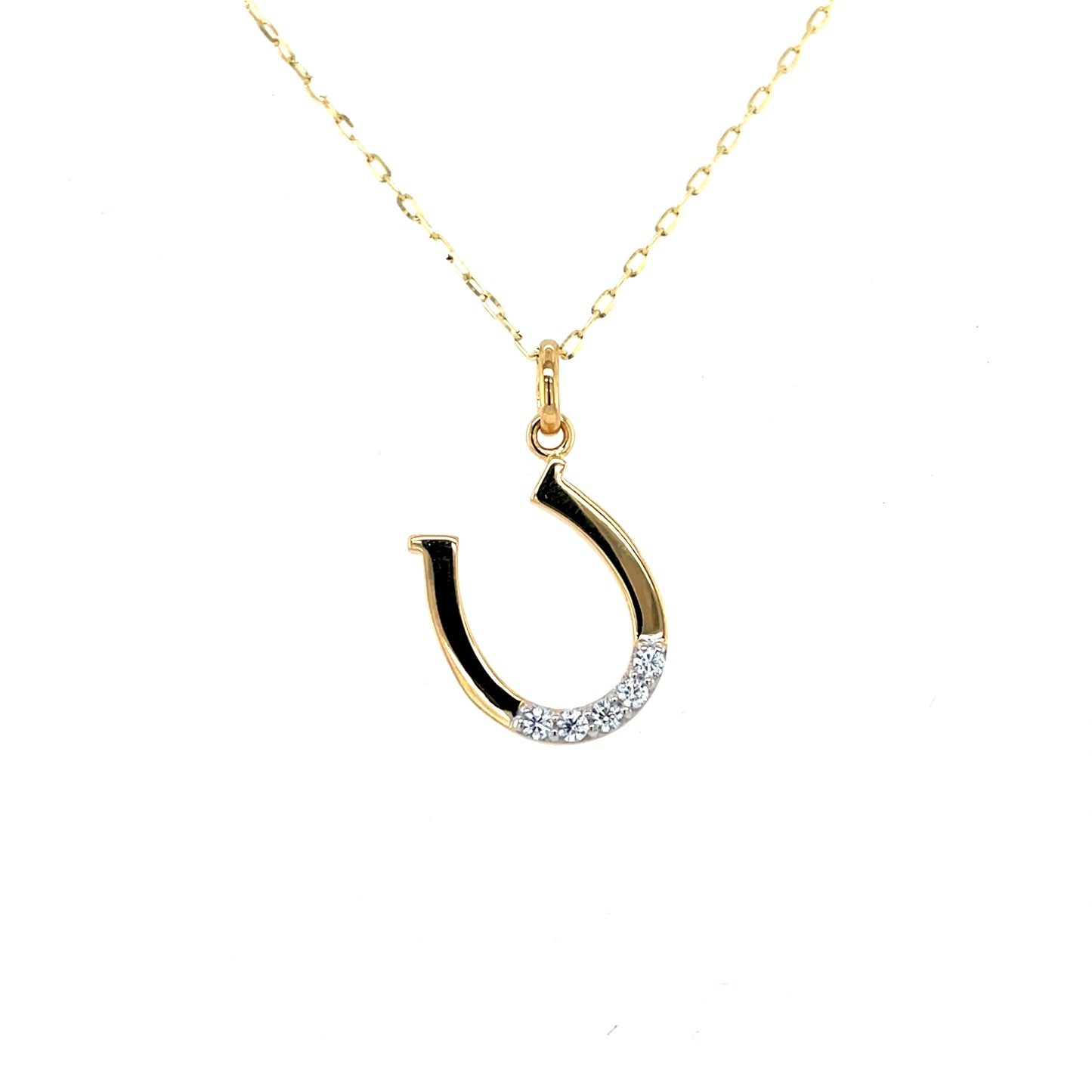 9ct Gold CZ Lucky Horseshoe Pendant GPZ441