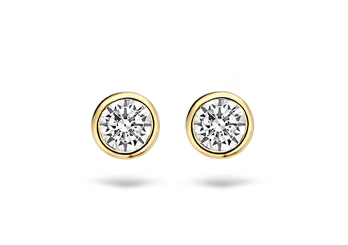 Blush Ear studs 7257YZI - 14k Yellow gold 4.3 mm with zirconia