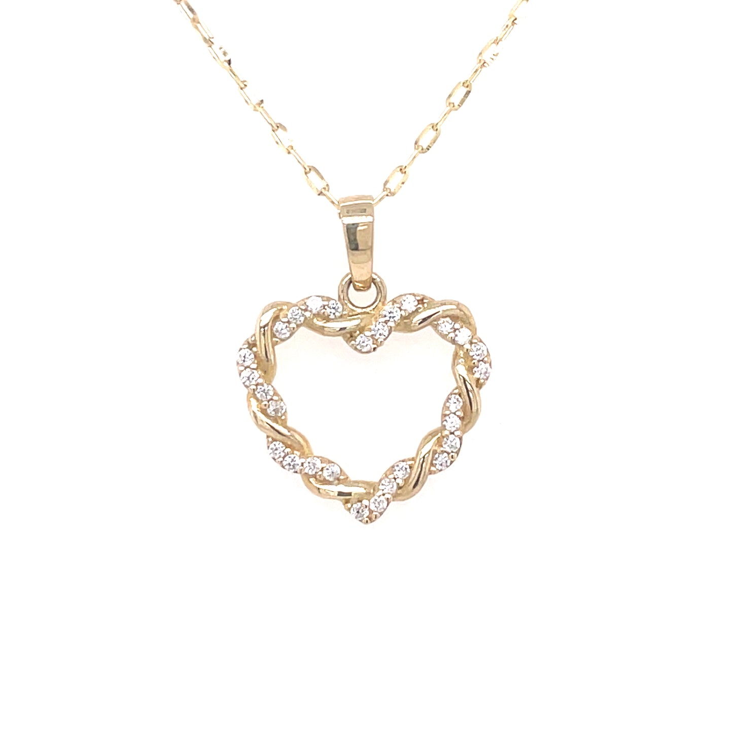 9ct Gold CZ Entwined Heart  Pendant GPZ416