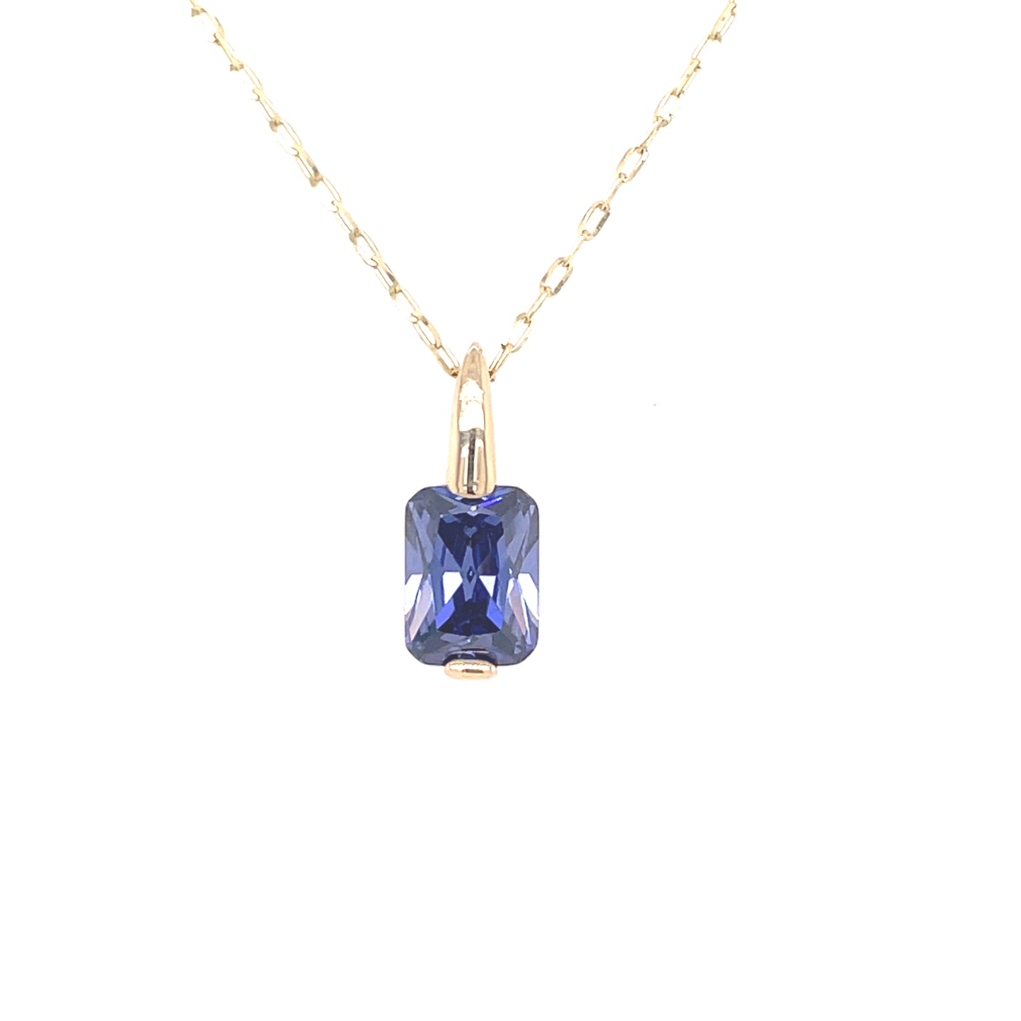 9ct Gold Tanzanite CZ Rectangular Pendant GPX193