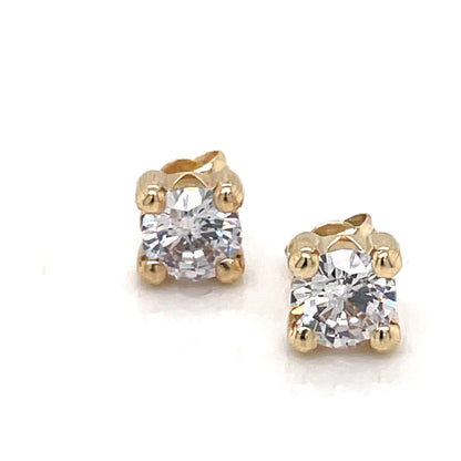 9ct Gold 6mm CZ 4-Claw Stud Earrings GEZ788