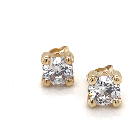 9ct Gold 6mm CZ 4-Claw Stud Earrings 73308YZ