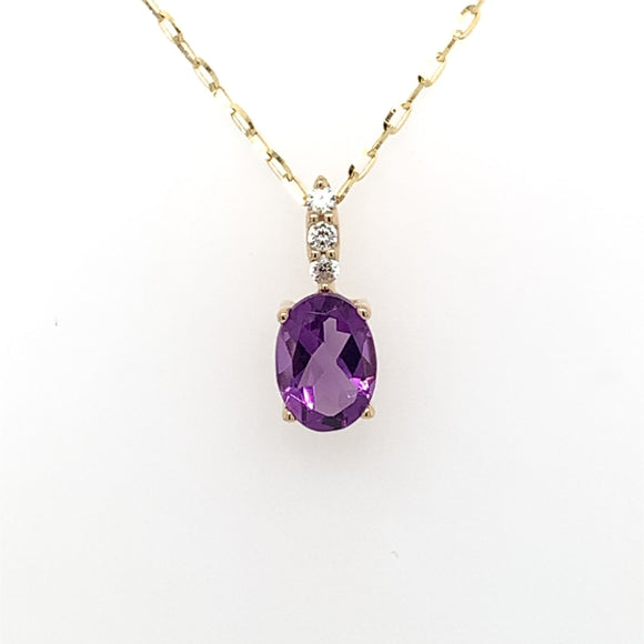 9ct Gold Amethyst CZ Pendant GPX164