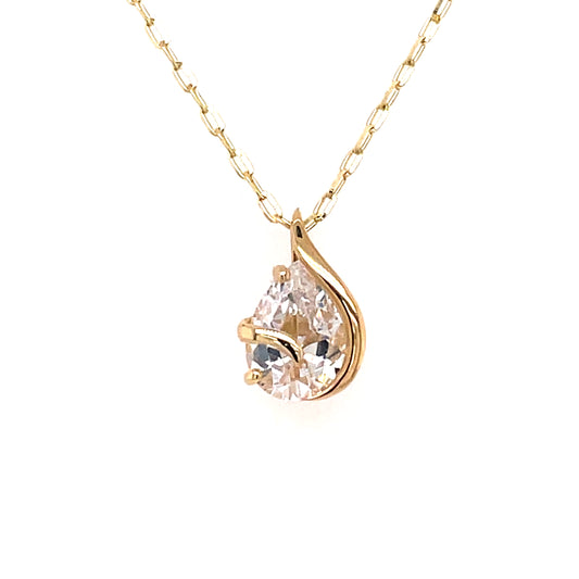 9ct Gold Teardrop CZ Gold Curl Pendant GPZ419