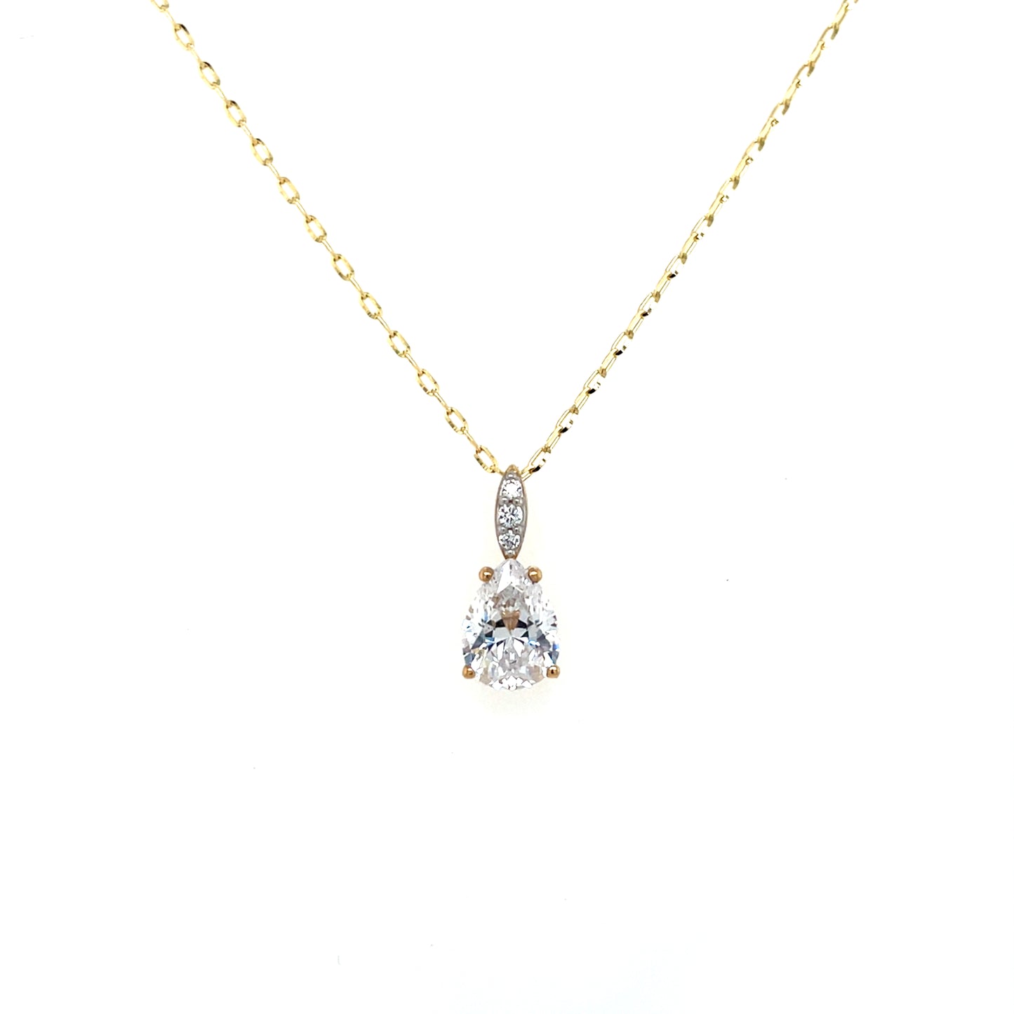 9ct Gold CZ Teardrop Pendant GPZ448