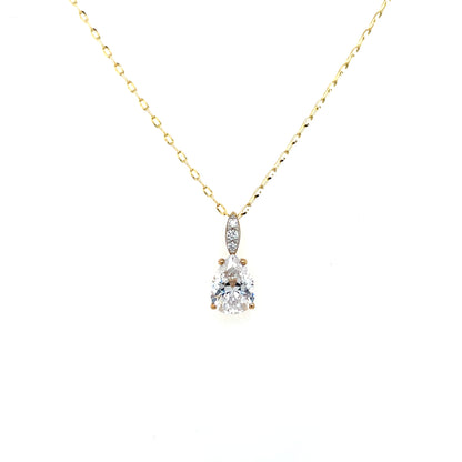9ct Gold CZ Teardrop Pendant GPZ448