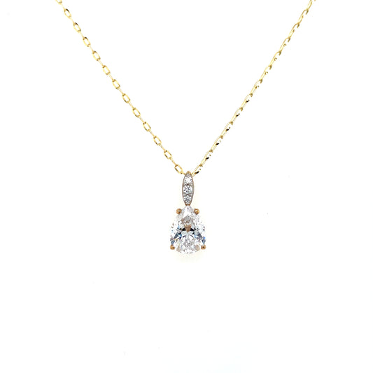 9ct Gold CZ Teardrop Pendant GPZ448