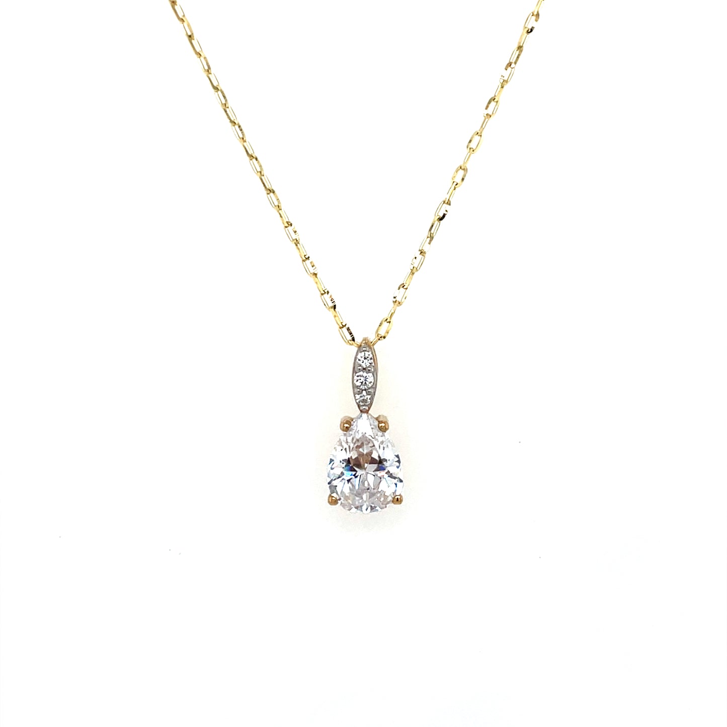 9ct Gold CZ Teardrop Pendant GPZ448