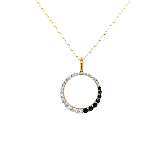 9ct Gold Sapphire CZ Circle Pendant GPS90