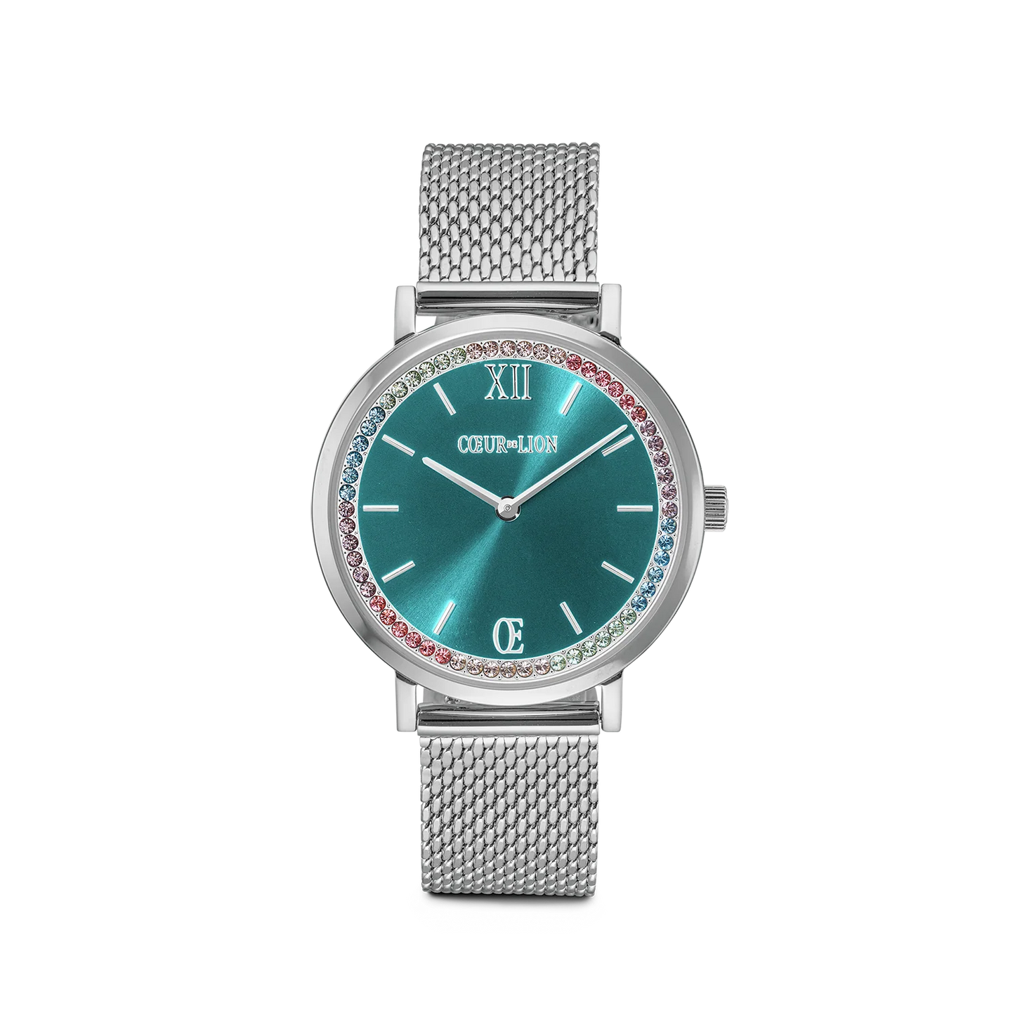 COEUR DE LION Watch Sparkling Sunray Teal Milanaise Silver 7650701706