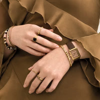 COEUR DE LION Watch Iconic Spikes bracelet Leather Mocha Mousse gold 7672711100