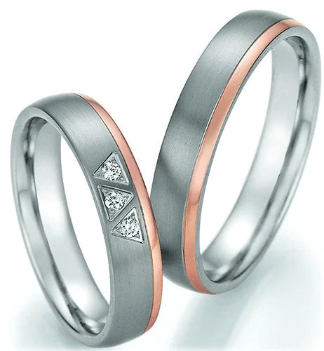 Titanium Wedding Ring with Rose Gold Edge Band 4.5mm 78/10140-045