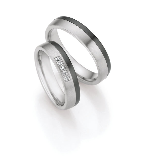 Titanium Wedding Ring with Zirconium Edge Band 5mm