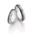 Titanium Wedding Ring Beaded Centre with Zirconium Edge Band 5mm