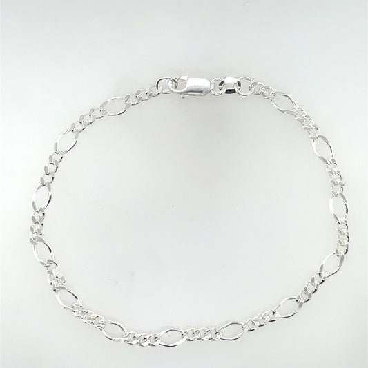 Sterling Silver Figaro 3 x 1 Bracelet 19cm SB8073