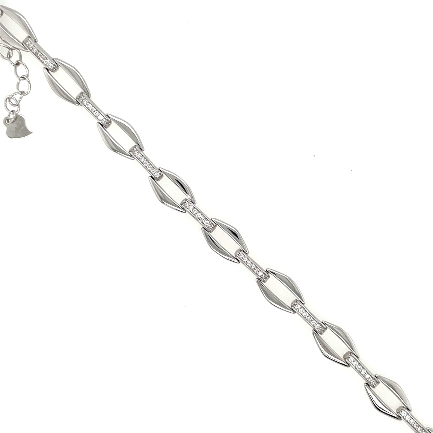 Sterling Silver CZ Links Bracelet SB8128