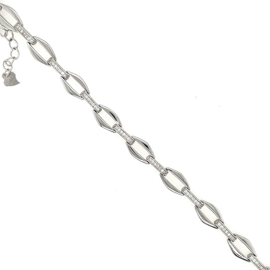 Sterling Silver CZ Links Bracelet SB8128
