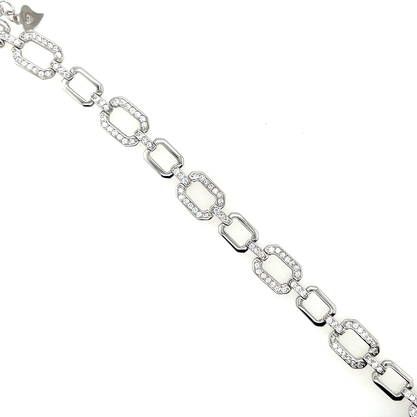 Sterling Silver CZ Octagonal Links Bracelet SB8140