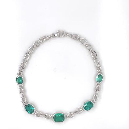 Sterling Silver Emerald Green CZ Bracelet SB8355/GN