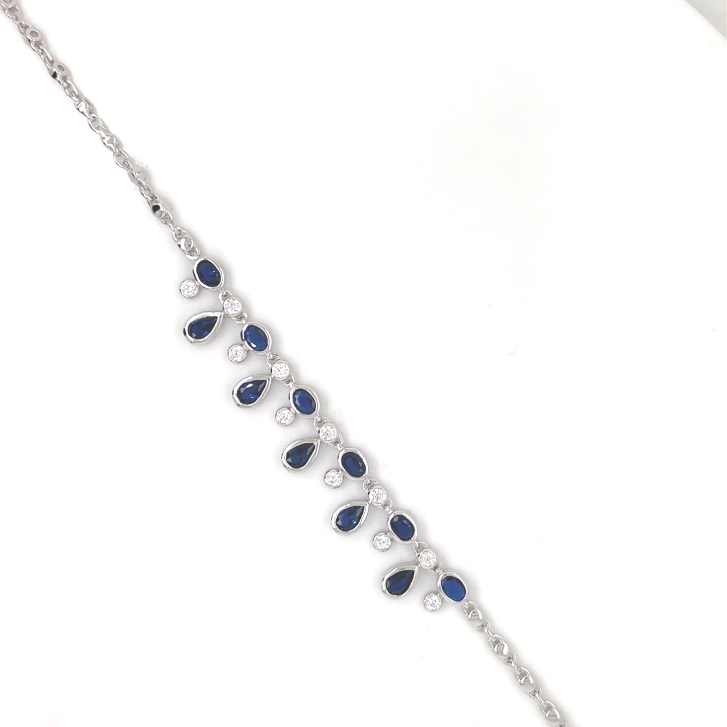 Sterling Silver Sapphire CZ Droplet Bracelet SB8359/S