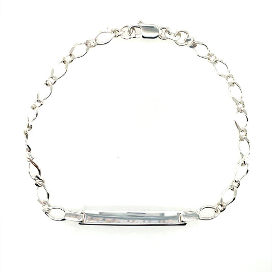 Silver 19cm Engravable Figaro Identity Bracelet SB854/ID
