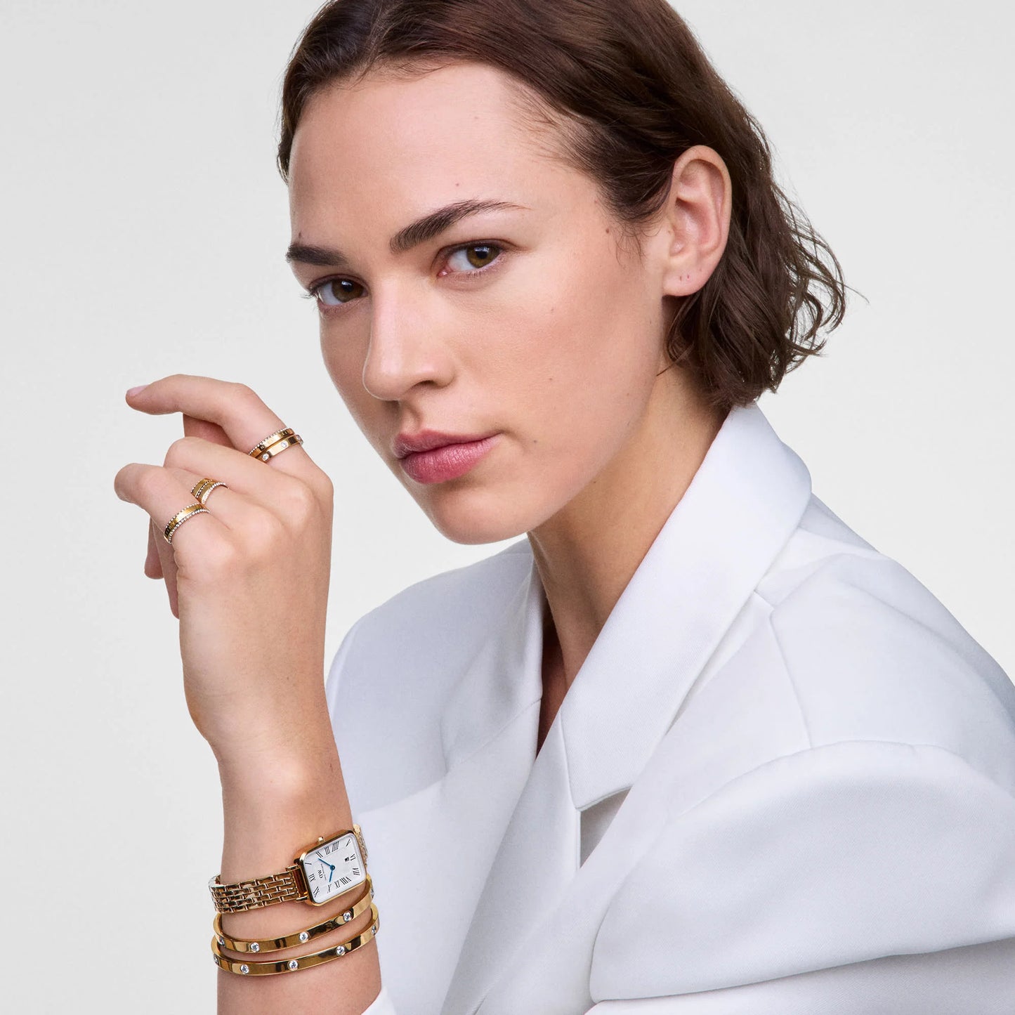Daniel Wellington Quadro Roman Numerals Date 5-link Gold DW00100861