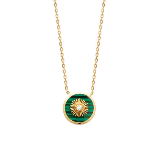 Amèlie 18ct Gold-Plated Malachite Sun Pendant 87332845