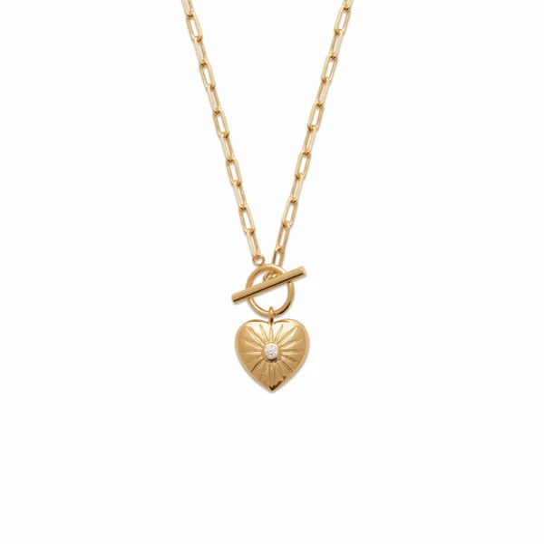 Amèlie Bijoux 18ct Gold-Plated T-Bar Heart Necklace 87374645