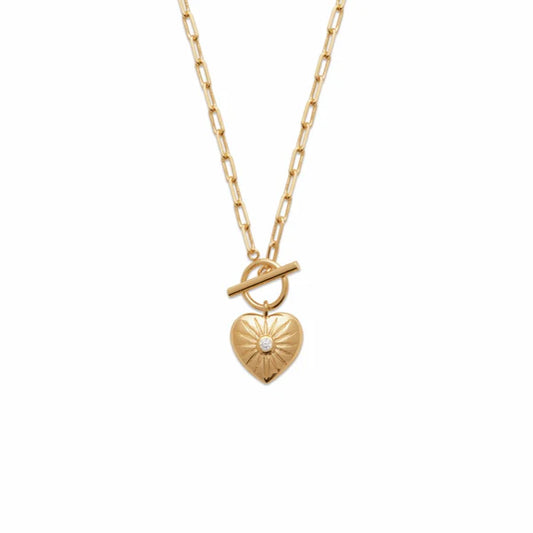 Amèlie Bijoux 18ct Gold-Plated T-Bar Heart Necklace 87374645