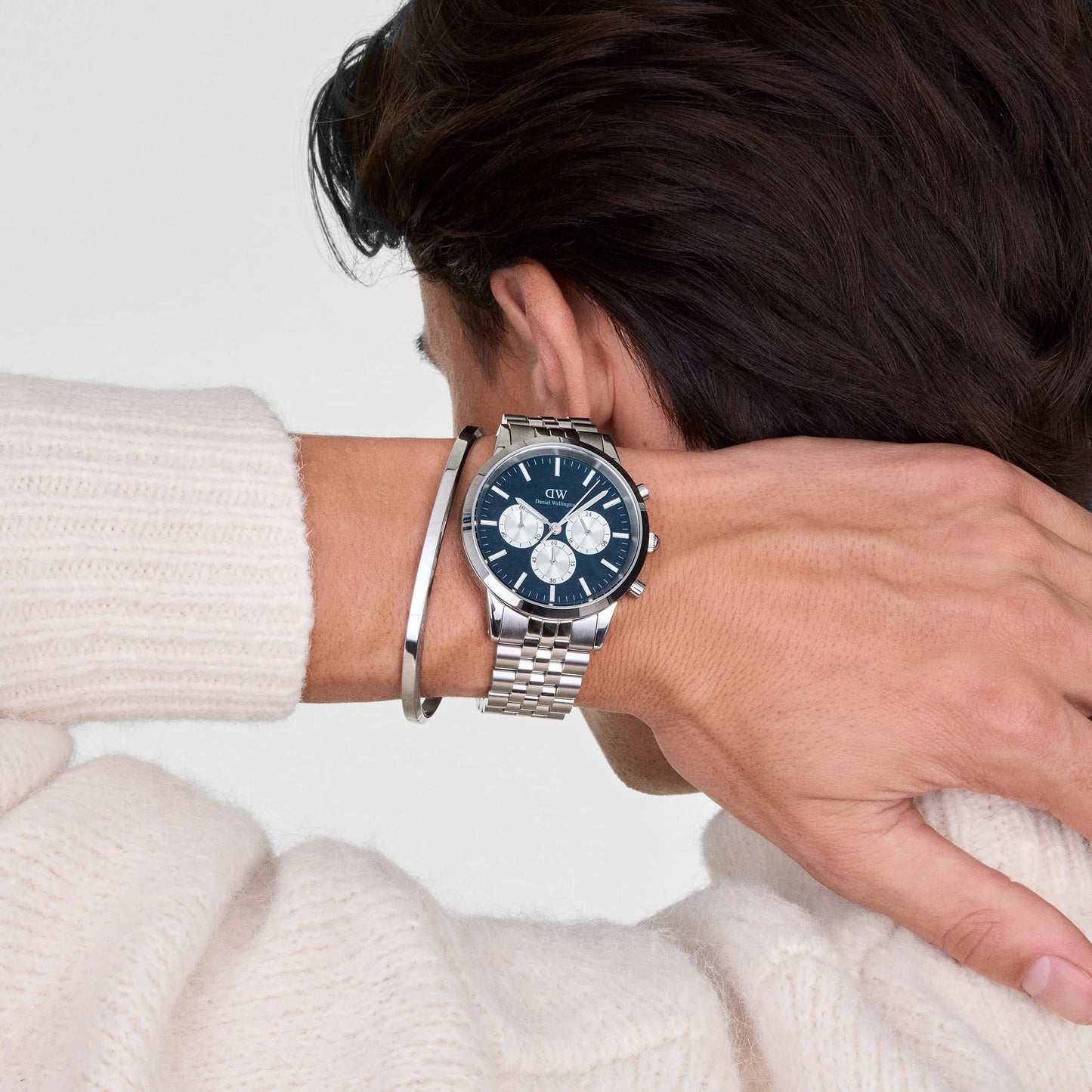 Daniel Wellington Iconic Chronograph Arch 5-Link Arctic Panda Silver DW00100874