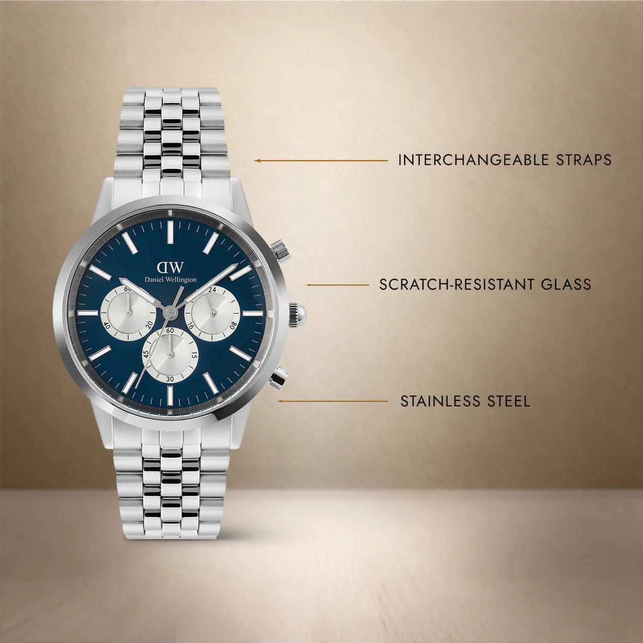Daniel Wellington Iconic Chronograph Arch 5-Link Arctic Panda Silver DW00100874