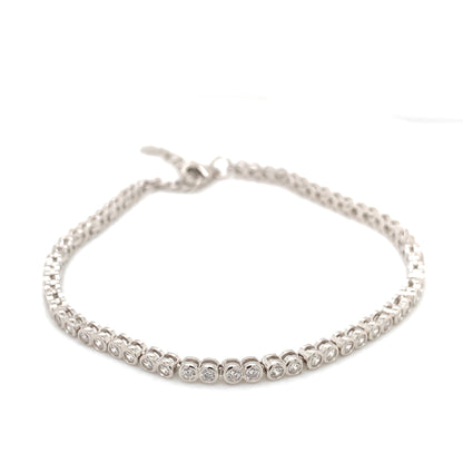 Sterling Silver 2mm Rubover CZ Tennis Bracelet